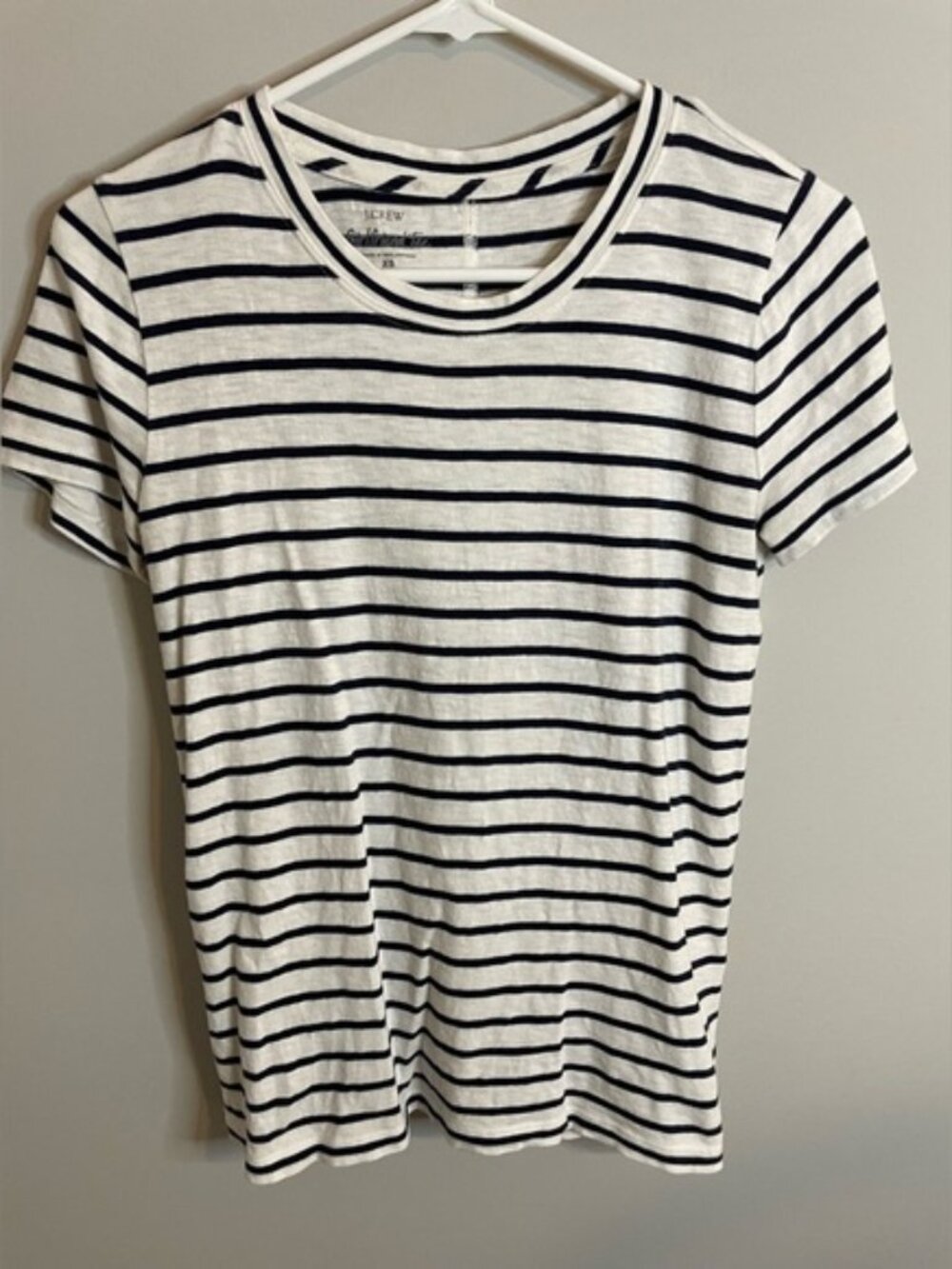 J. Crew Factory Navy and White Striped Tee